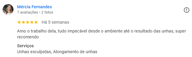 Avaliação real Google — Débora 5 estrelas Studio Isabel Moura