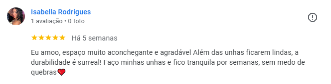 Avaliação real Google — Geisiane Fernandes 5 estrelas Studio Isabel Moura
